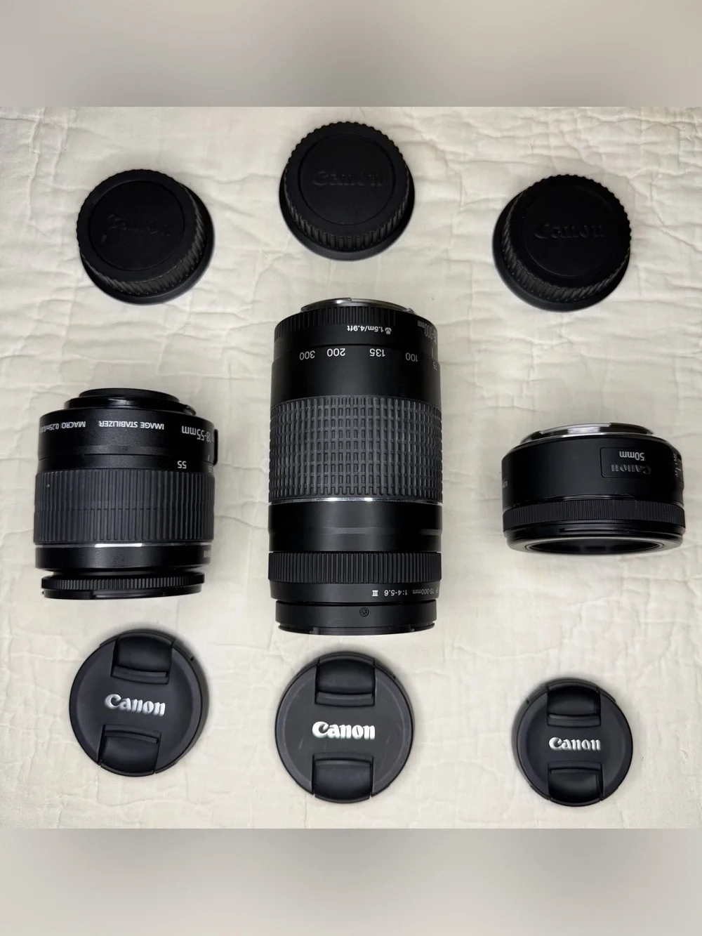 Canon Rebel T6 EOS 1300D DSLR Camera W/ Lenses and Accessories Bundle EUC